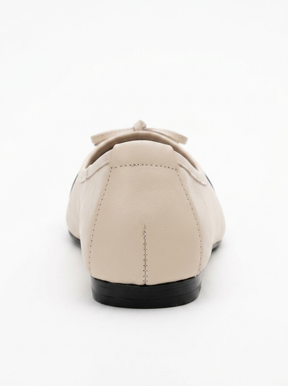Jens - Beige Toe Cap Leather Ballet Flats (Women)