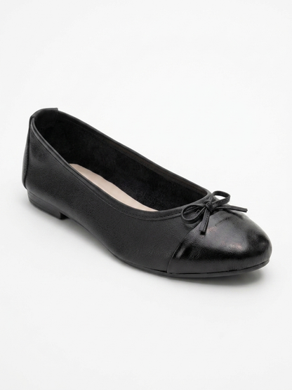 Jens - Black Toe Cap Leather Ballet Flats (Women)