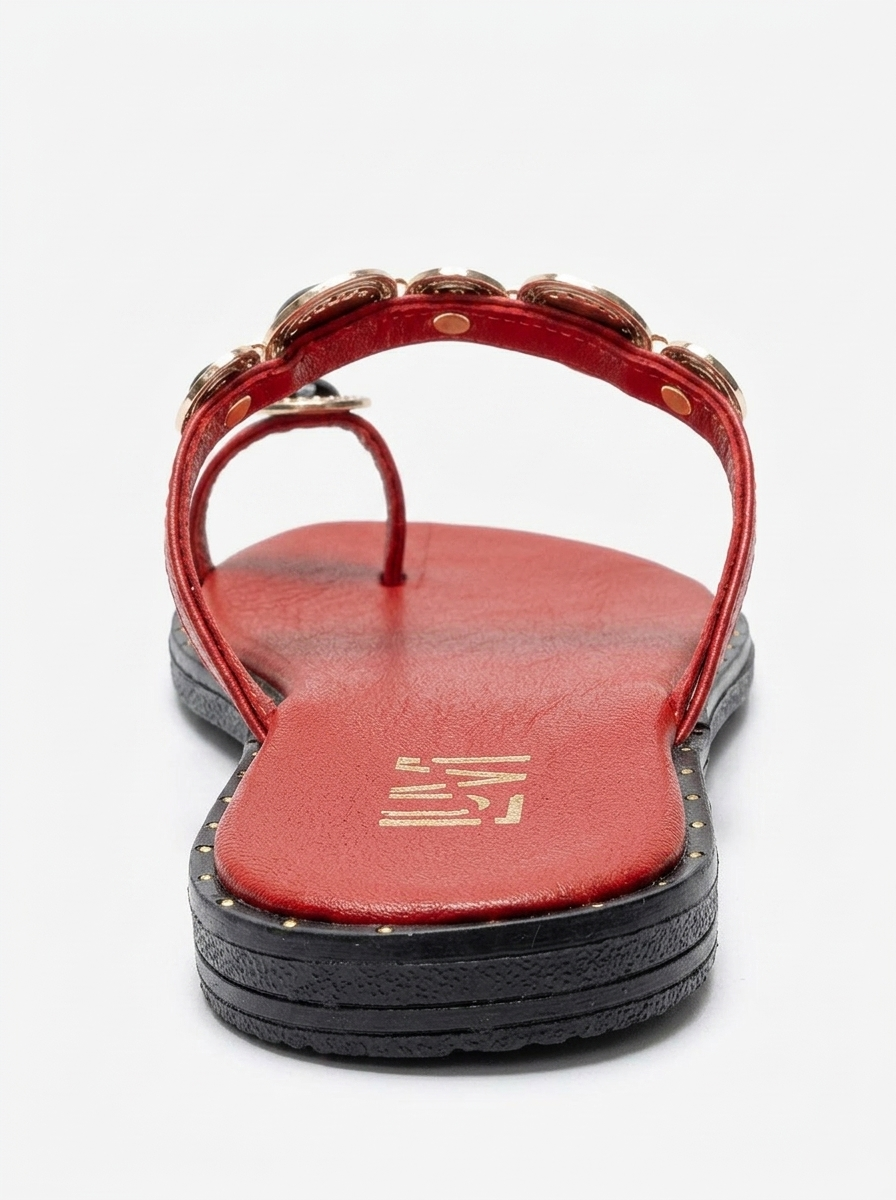 MARTINEZ - Red Genuine Leather Thong Sandal (Women)