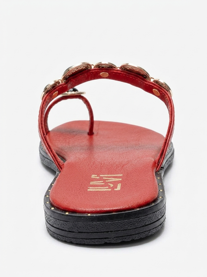 MARTINEZ - Red Genuine Leather Thong Sandal (Women)
