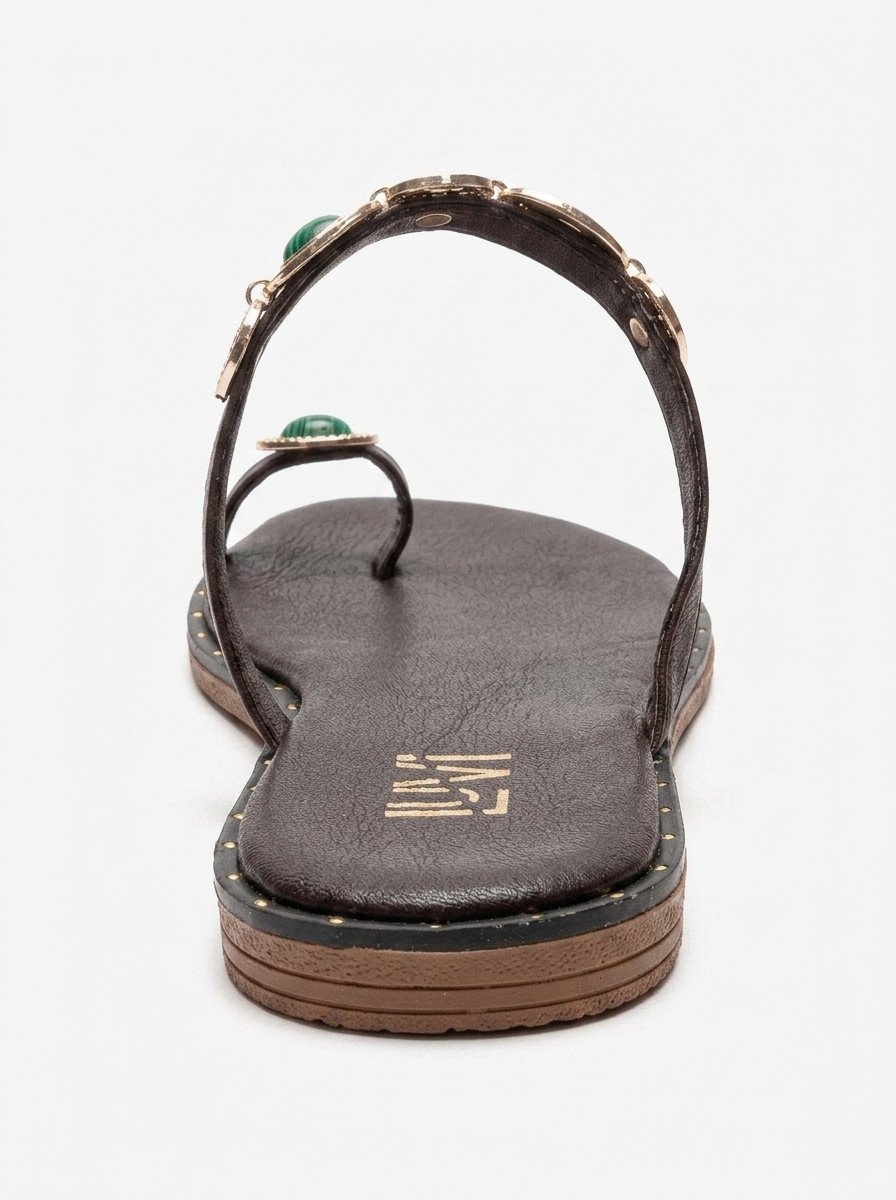 MARTINEZ - Brown Genuine Leather Thong Sandal (Women)