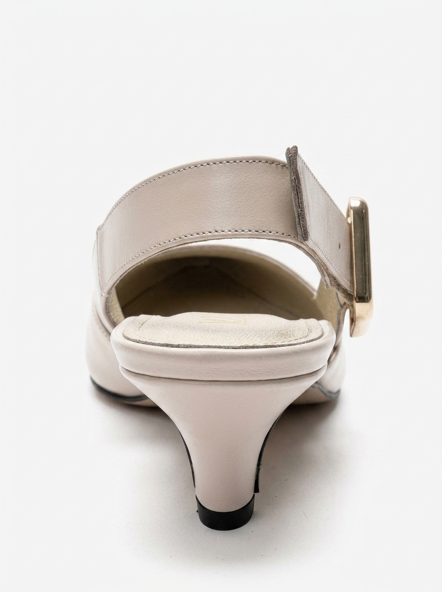 DIORIS - Cream Genuine Leather Kitten Heel Pump (Women)