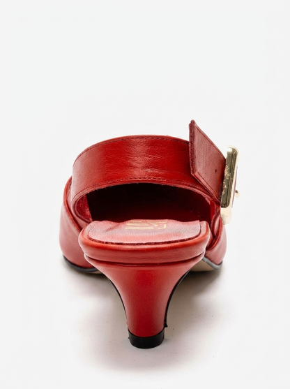 DIORIS - Red Genuine Leather Kitten Heel Pump (Women)
