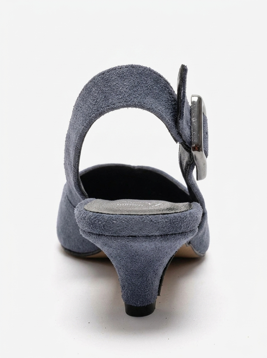 DIORIS - Denim Blue Genuine Leather Slingback Kitten Heel Pump (Women)