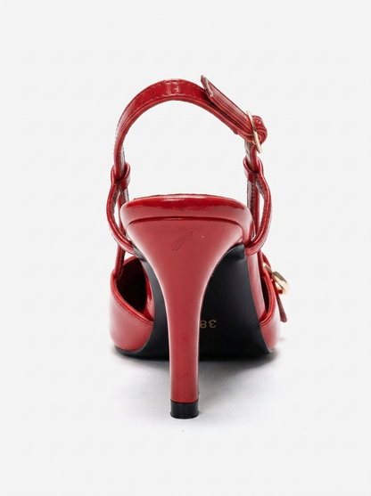 NOEN - Red Buckled Pointed Toe Stiletto Pump (Women)