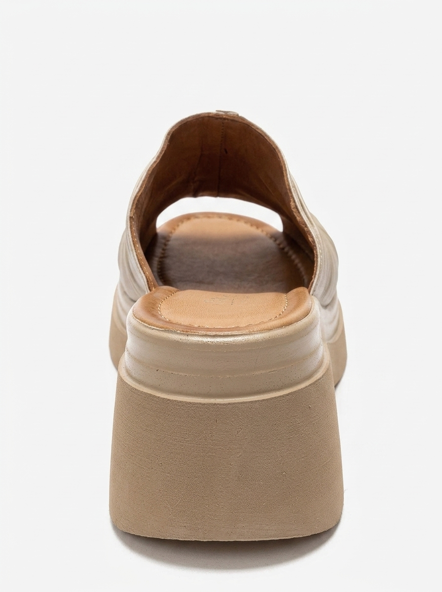NELLIE - Beige Genuine Leather Platform Slide (Women)
