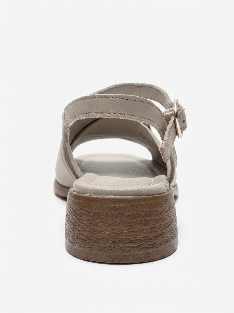 SVELTE - Beige Genuine Leather Buckle Sandal (Women)