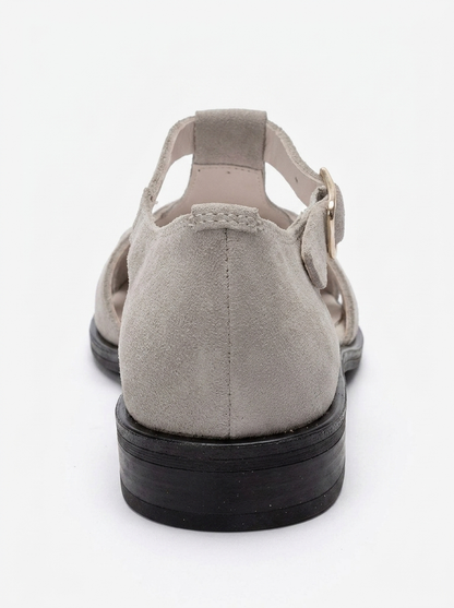 DEXARA - Beige Genuine Suede Leather Sandal (Women)