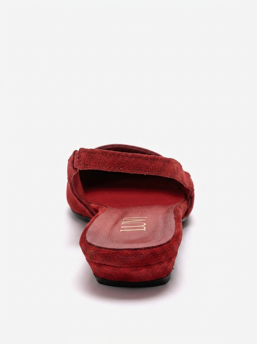 Berlina - Red Genuine Suede Leather Low Block Heel Slingback Shoe (Women)