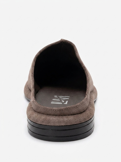 Tansy - Taupe Suede Genuine Leather Closed-Toe Mule (Women)