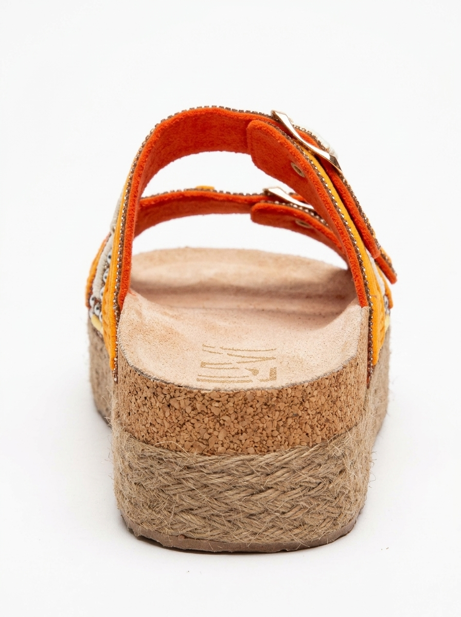 Sandalias de plataforma Bobby Orange Beaded Straw (Mujer)