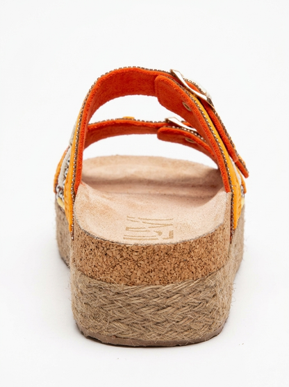 Sandalias de plataforma Bobby Orange Beaded Straw (Mujer)