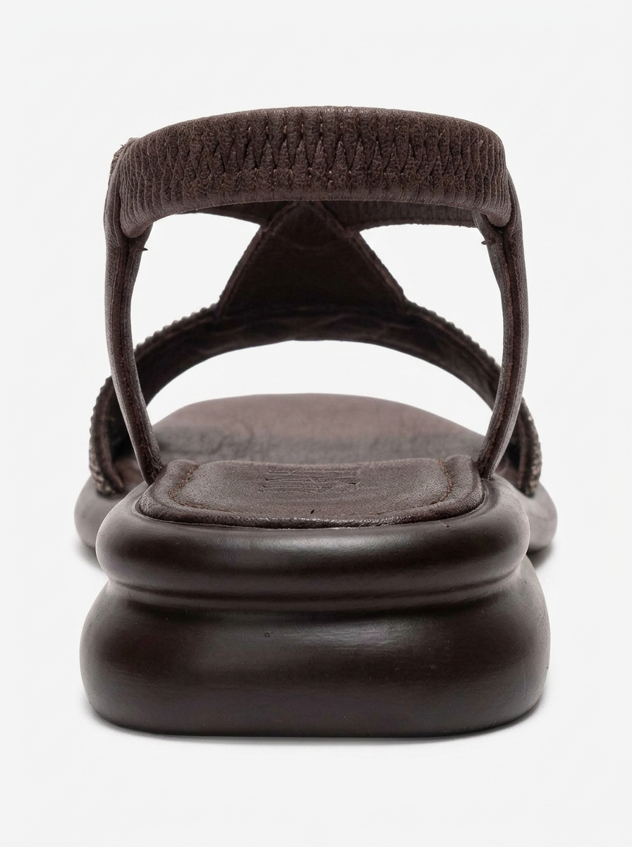 AURORA - Brown Genuine Leather Stone-Embellished Sandal (Women)