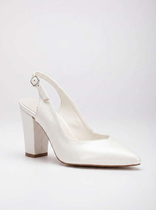 Emma - Ivory High Heel Slingback Shoes
