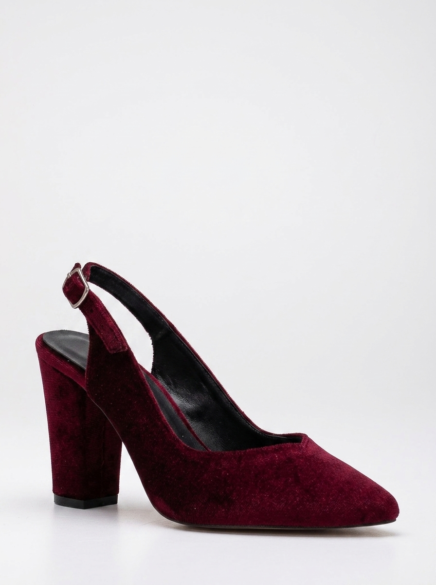 Emma - Burgundy Velvet Slingback Heels