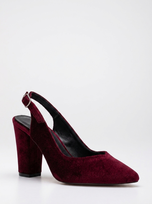 Emma - Burgundy Velvet Slingback Heels