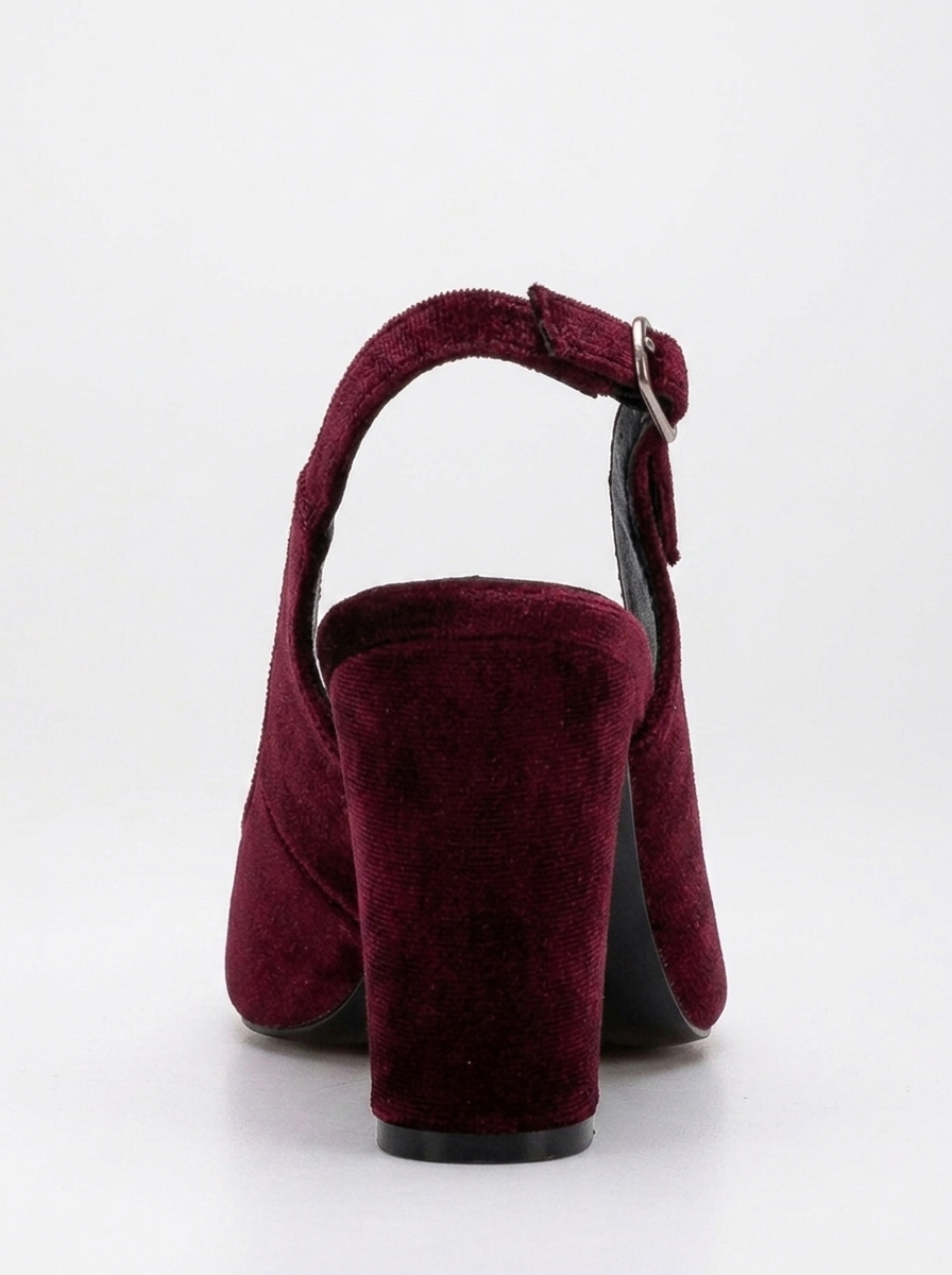 Emma - Burgundy Velvet Slingback Heels
