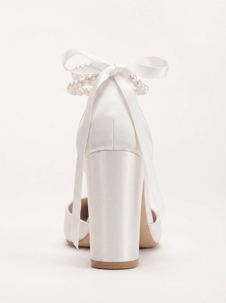 Denise - Ivory Wedding Heels with Pearls