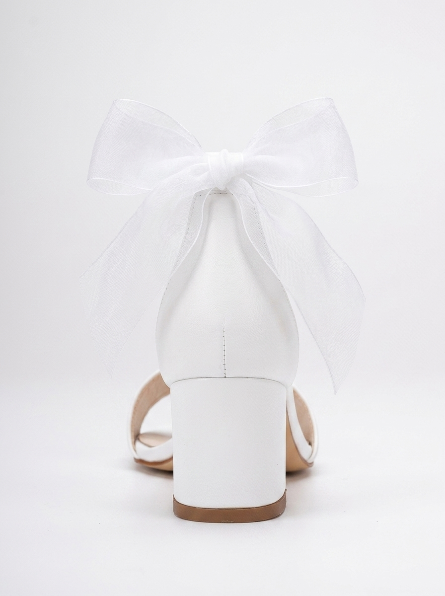 Hera - White Wedding Sandals with Ribbon