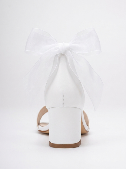 Hera - White Wedding Sandals with Ribbon