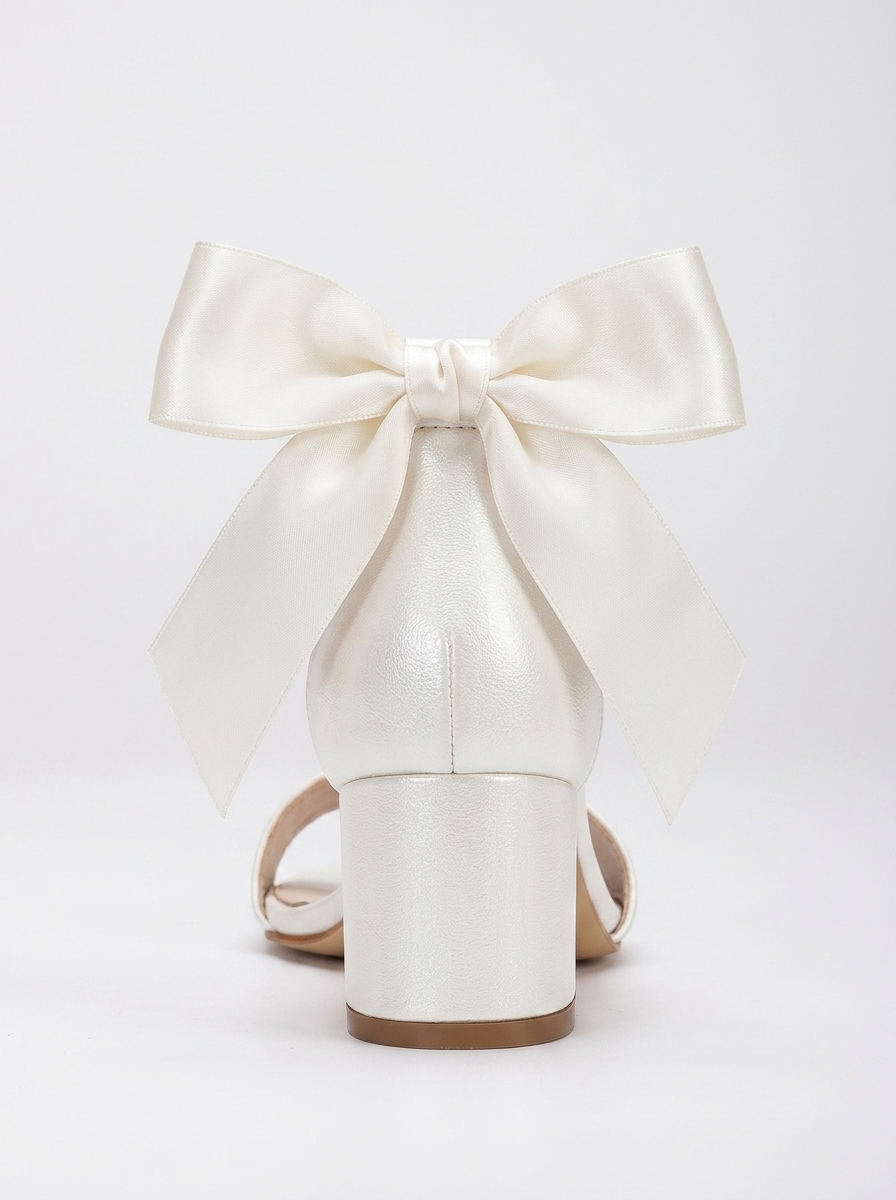 Hera - Ivory Wedding Heels with Ribbon