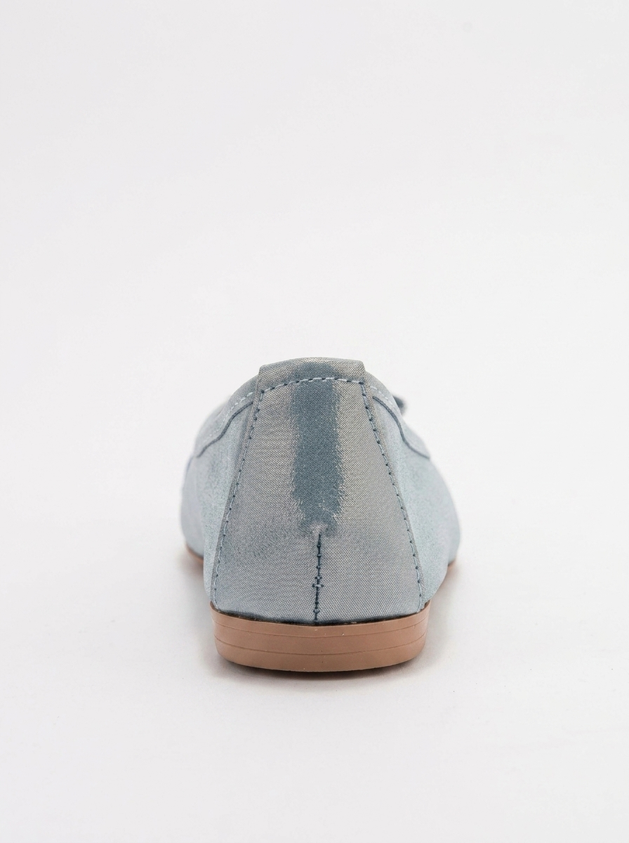 02 - Bailarina plana de purpurina azul de piel auténtica (mujer)
