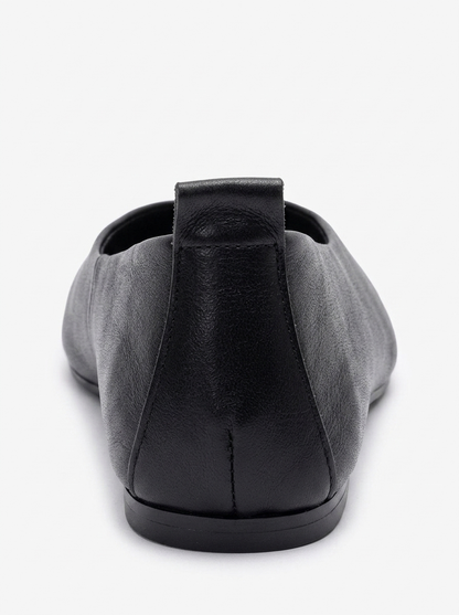 JENAS - Black Genuine Leather Ballet Flat (Women)