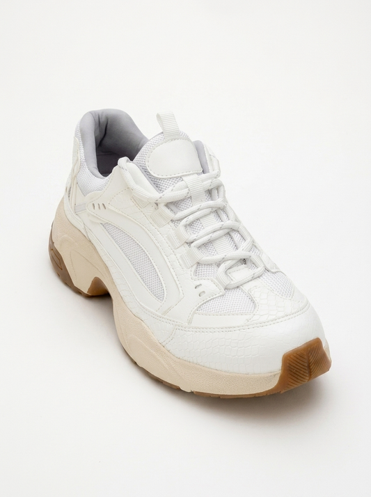 Bambi - White Printed Mesh Sneakers (Women)