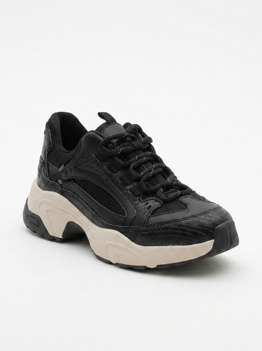 Bambi - Black Printed Mesh Sneakers (Women)