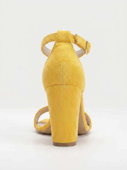 Jess - Yellow Suede Heeled Sandals