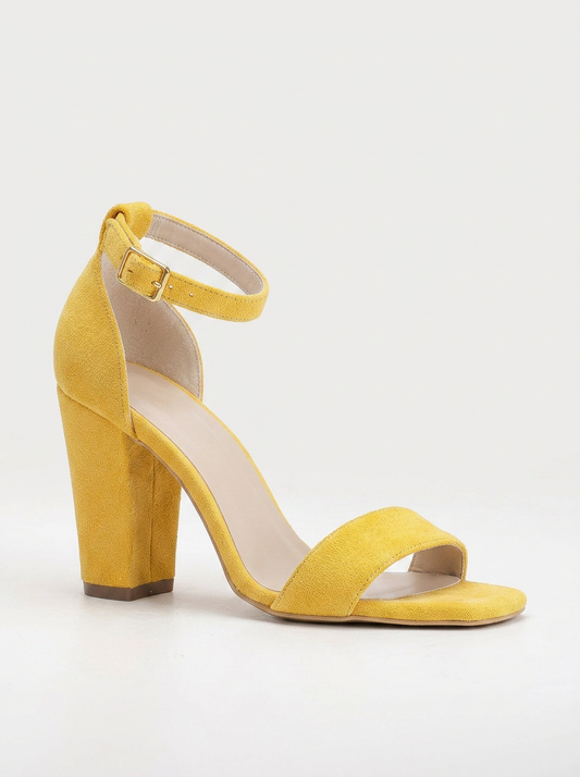 Jess - Yellow Suede Heeled Sandals