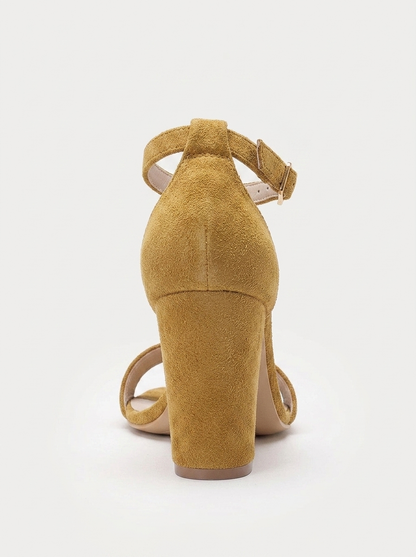 Jess - Sandalias de ante amarillo mostaza