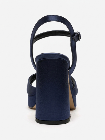 Lello - Navy Satin Platform Heel Shoe (Women)