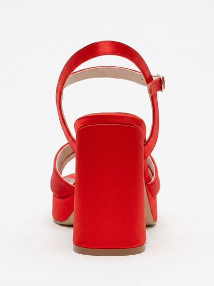 Lello - Zapatos de tacón de plataforma de satén rojo (Mujer)