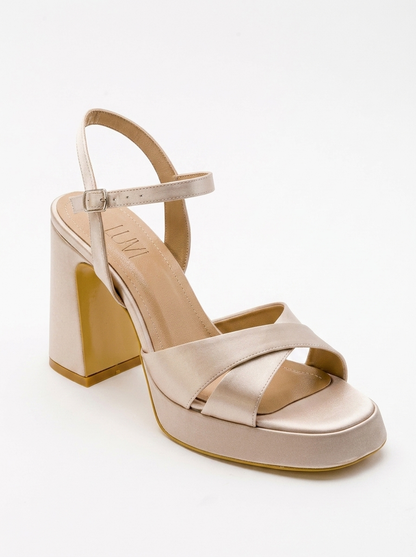 Lello - Beige Satin Platform Heel Shoe (Women)