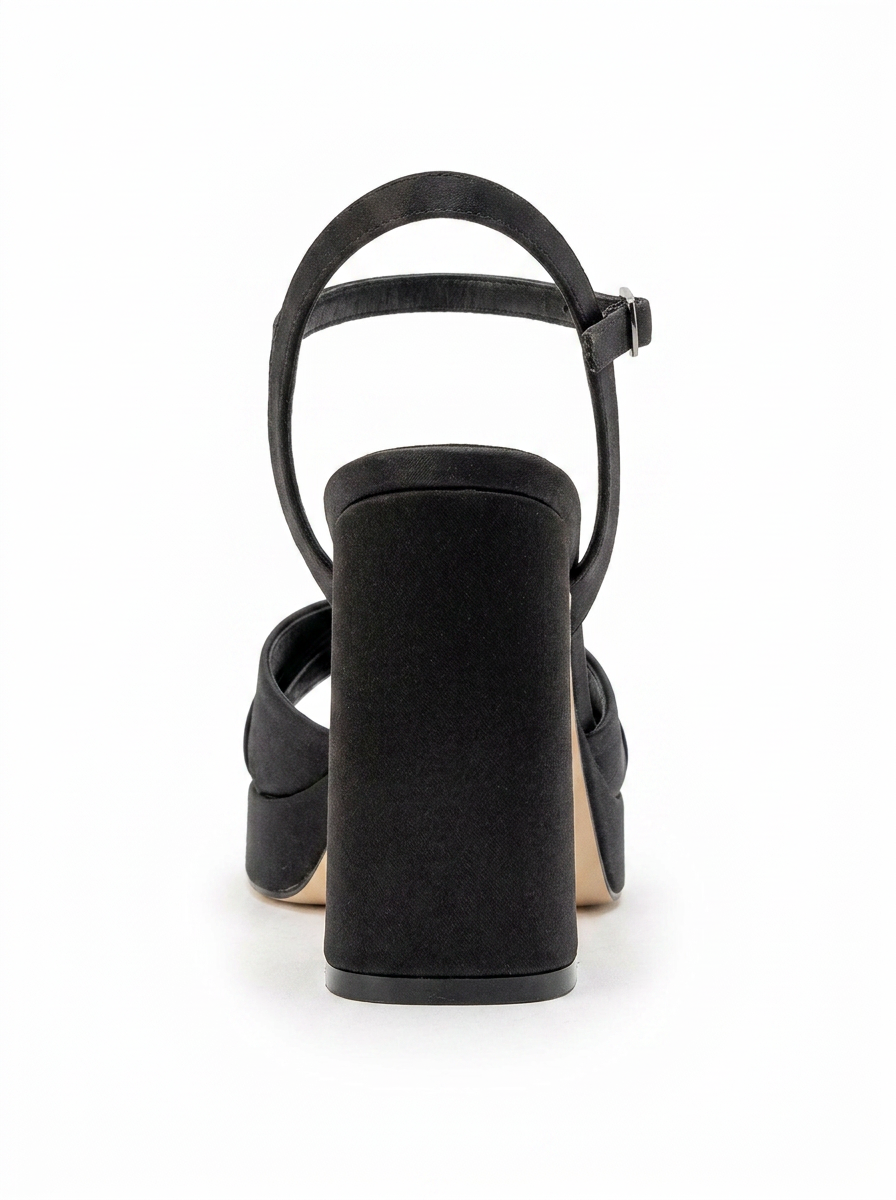 Lello - Black Satin Platform Heel Shoe (Women)