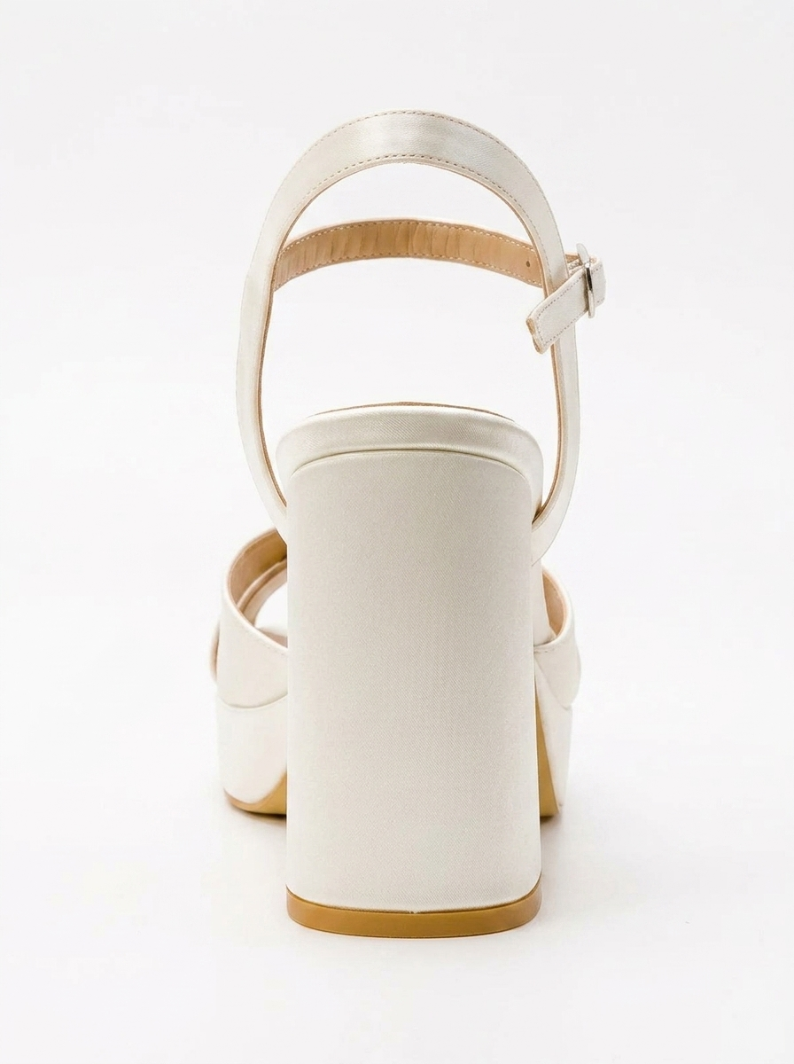 Lello - Ecru Beige Satin Platform Heel Shoe (Women)