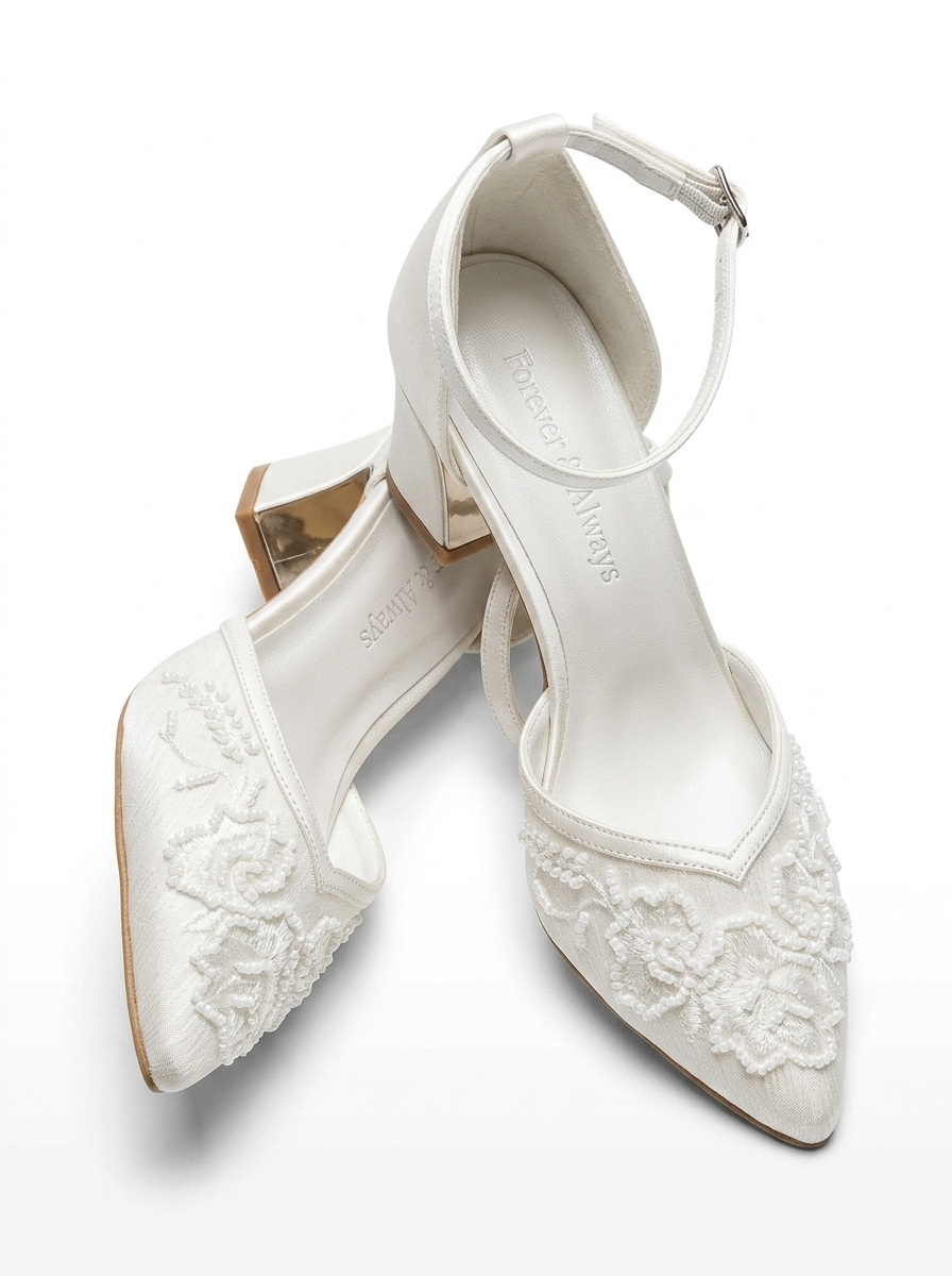 Viona Embroidered Lace Bridal Pumps