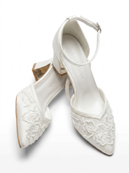 Viona Embroidered Lace Bridal Pumps