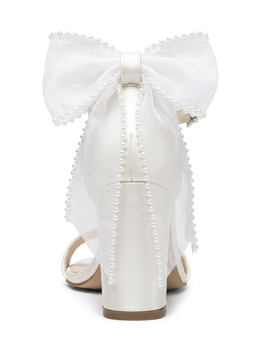 Evarose Bow Detail Block Heel Bridal Sandal