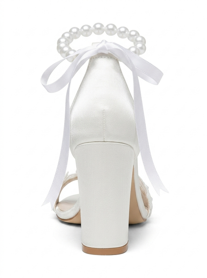 Elvian Floral Block Heels Bridal Shoes