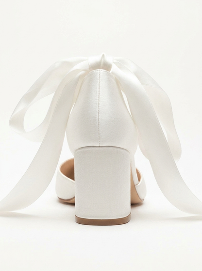 Fiona - Ivory Bridal Heels with Ribbon