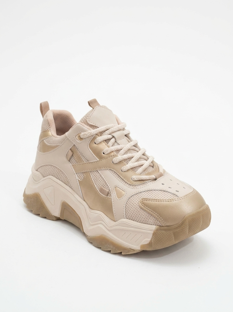Lecce - Zapatillas de suela gruesa beige dorado (Mujer)