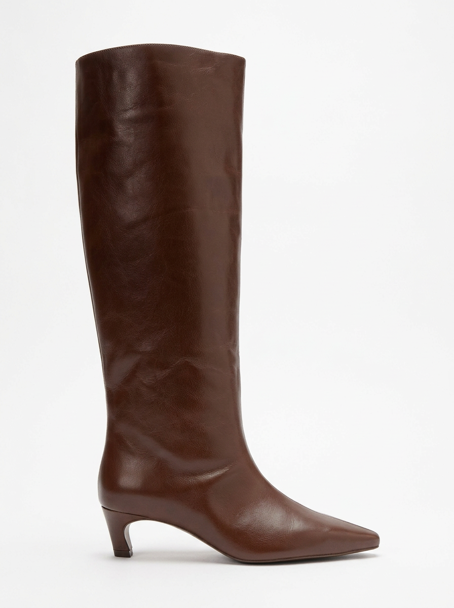 CORVEL - Cognac Genuine Leather Knee-High Heeled Boot (Women)