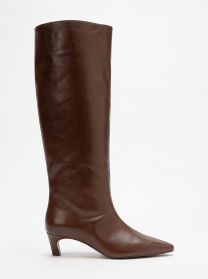 CORVEL - Cognac Genuine Leather Knee-High Heeled Boot (Women)