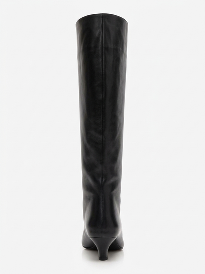 CORVEL - Black Genuine Leather Knee-High Heeled Boot (Women)