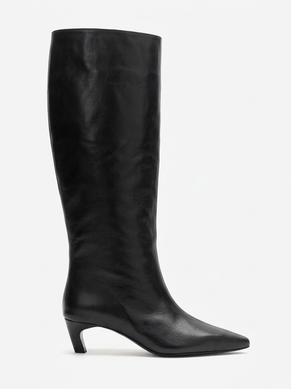CORVEL - Black Genuine Leather Knee-High Heeled Boot (Women)