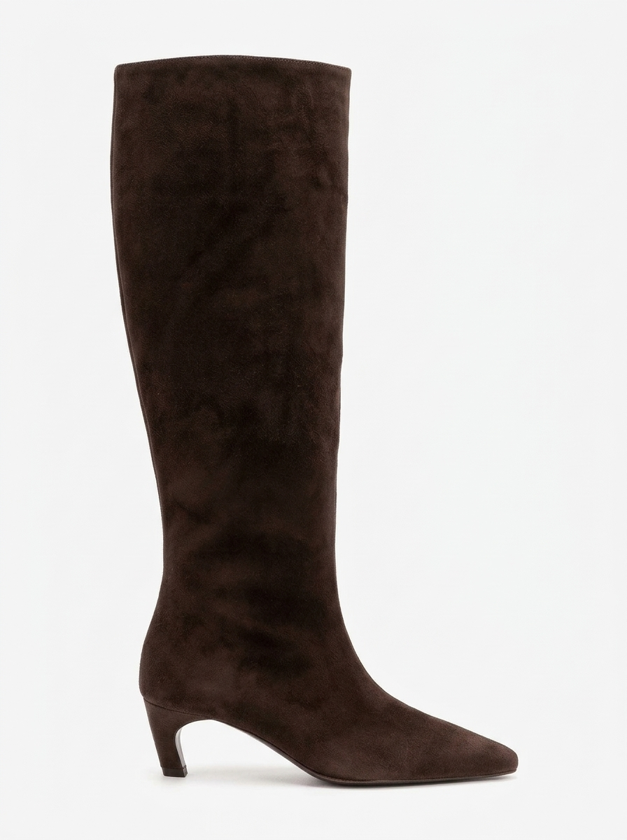 CORVEL - Bota de tacón de aguja hasta la rodilla de cuero genuino color coñac (mujer)