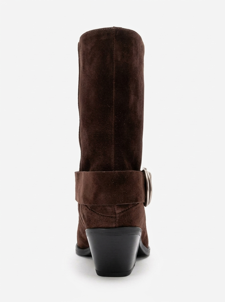 VELMOR - Brown Genuine Leather Buckled Western Boot (Women)