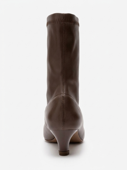Alora - Brown Kitten Heel Boot (Women)